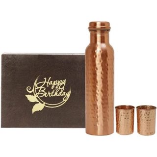 Copper Water Bottle with 2 Glasses Set with 7 Chakra Design