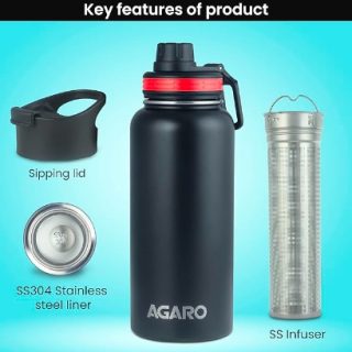 AGARO Imperial SS Vacuum Flask 1 Litre With Stainless Steel infuser code 33729