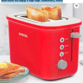 Borosil Krispy Pop-up Toaster, Red