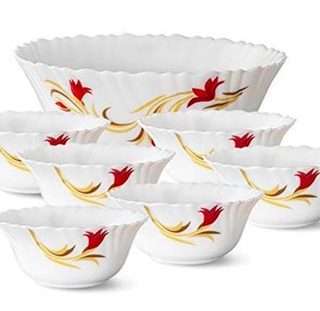 Borosil Red Lily Pudding Set of 5 pcs