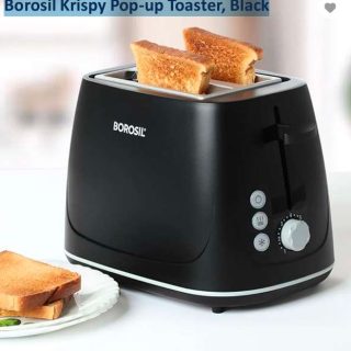 Borosil Krispy Pop-up Toaster, Black