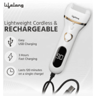 Lifelong LLPCW104 Callus Remover with USB charging for Feet and Heel (White)