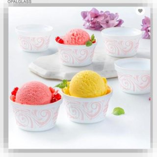 Frosty Red Ice Cream Bowl Set- 6 Pcs By Larah Borosil