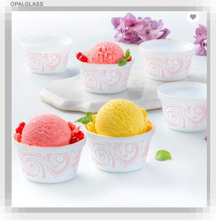 Frosty Red Ice Cream Bowl Set- 6 Pcs By Larah Borosil