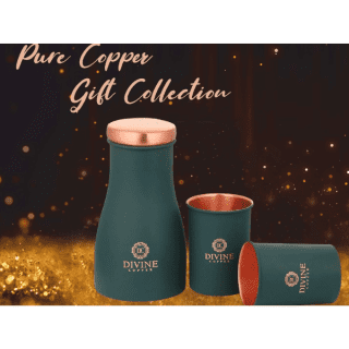 Divine Copper Green Bedroom Jar with 2 glass Gift pack