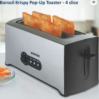 Borosil Krispy Pop-Up Toaster - 4 slice