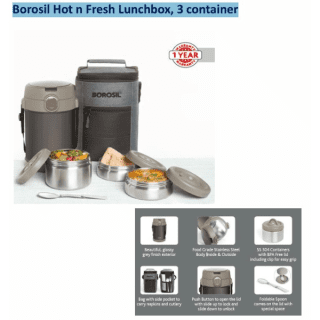 Borosil Hot n Fresh Lunchbox, 3 container