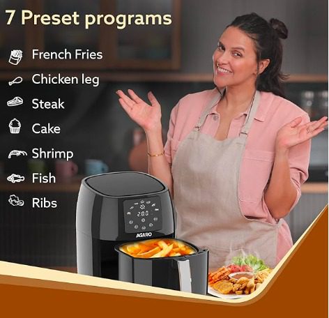 AGARO Sapphire Digital Air Fryer For Home, 4.5L, Electric