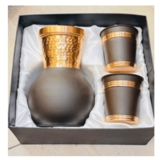 Bedroom Damru Jar with Hammered Powder Coating, 2 Glasses, and Gift Box Packing