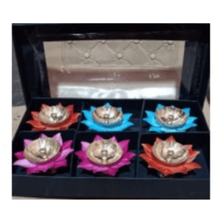 Brass Lotus Diya set of 6 pcs
