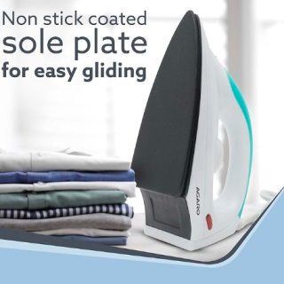 AGARO Grand Electric Dry Iron, 1000W, Non- Stick Coated Sole Plate, Fast Heating