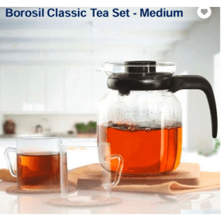 Borosil Classic Tea Set - Medium with 4 mugs