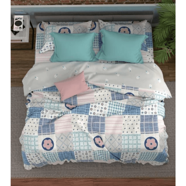 Trident Dusk & Dawn Double Bedsheet and Comforter Combo with Pillow Covers