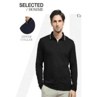 SELECTED HOMME- SLT FULL SLEEVES ZIP- (BLACK)