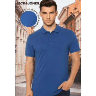 JACK&JONES PLAIN POLO- (BLUE)
