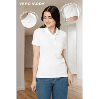 VERO MODA JACQUARD POLO- (WHITE)