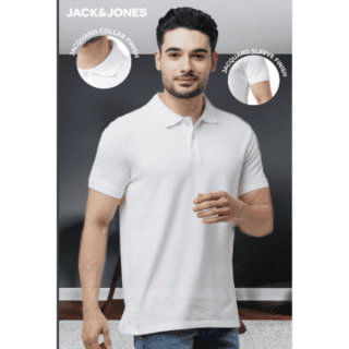 JACK&JONES JACQUARD POLO- (WHITE)