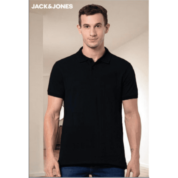 JACK&JONES JACQUARD POLO- (BLACK)