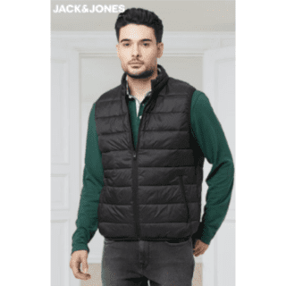 JACK&JONES ETHAN SLEEVELESS PUFFER JACKET- (BLACK)