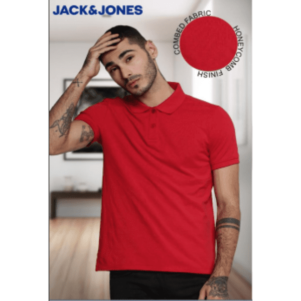JACK&JONES PLAIN POLO- (RED)