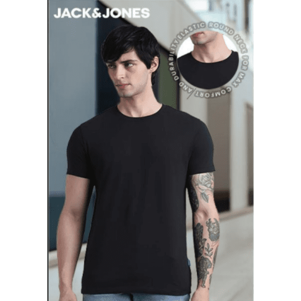 JACK&JONES JOREN ROUND NECK- (BLACK)