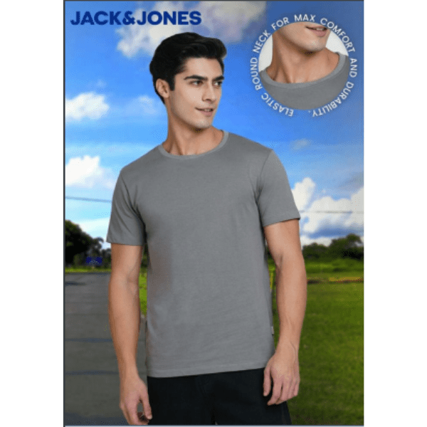 JACK&JONES JOREN ROUND NECK- (GREY)