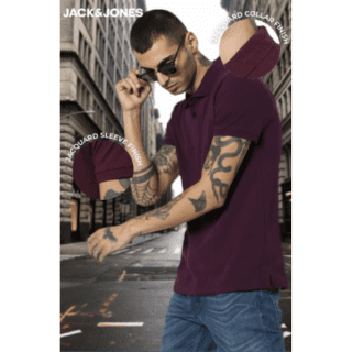 JACK&JONES JACQUARD POLO- (WINE)