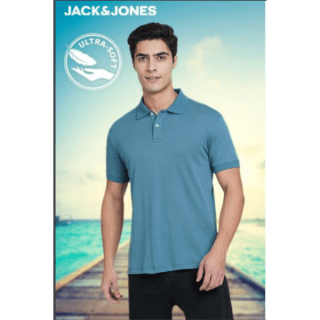 JACK&JONES INTERLOCK POLO- (TEAL BLUE)