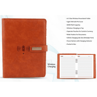 A5 Size Wireless Diary with 8000 MAH Power Bank