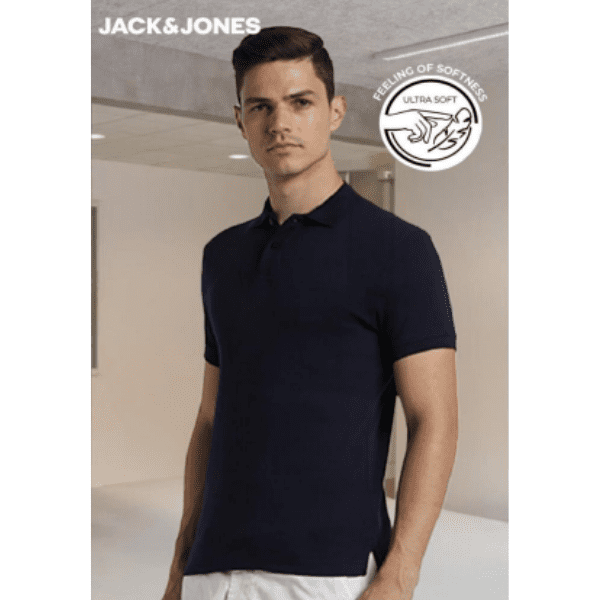 JACK&JONES INTERLOCK POLO- (NAVY BLUE)