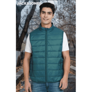JACK&JONES ETHAN SLEEVELESS PUFFER JACKET- (GREEN)
