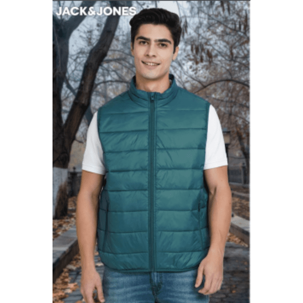 JACK&JONES ETHAN SLEEVELESS PUFFER JACKET- (GREEN)