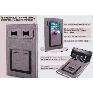 Pocket A5 Notebook with Mobile stand and card holder