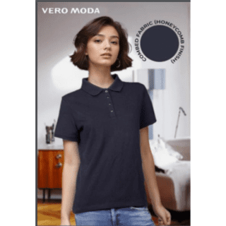 VERO MODA PLAIN POLO FOR WOMEN- (NAVY BLUE)