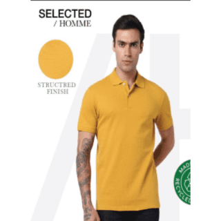 SELECTED HOMME SLT- STRUCTURED POLO- (YELLOW)
