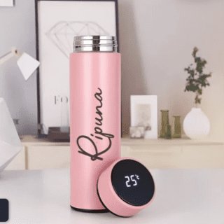 Pink Personalized Digital Temperature Bottle