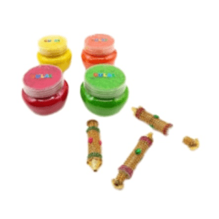 Colorful Kit- Matki Gulal/ Handmade Mini Pichkari/ Corrugated Box