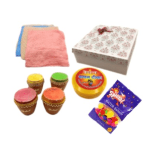 Rang-De Celebration Kit- Fruit Gulal/ Chandan/ Gulal Kulhad/ Napkin/ Balloon