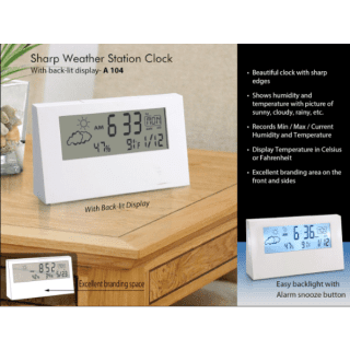 Sharp weather station clock with backlight