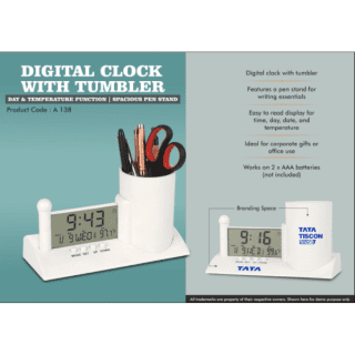 Digital Clock with Pen Stand