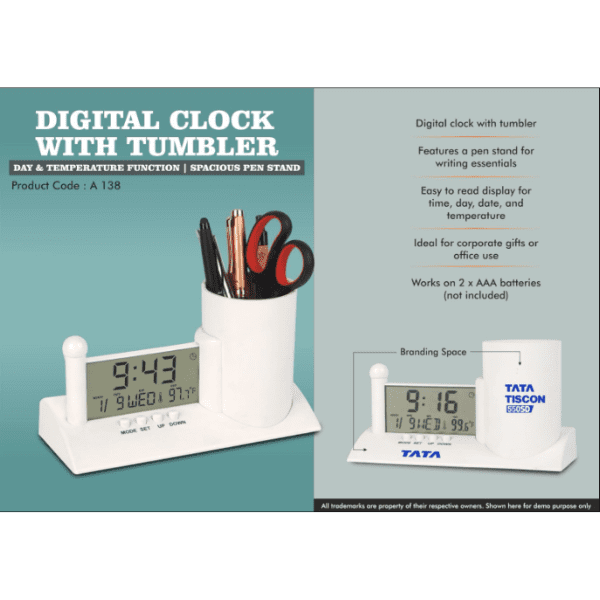 Digital Clock with Pen Stand