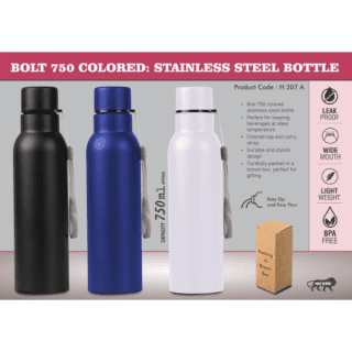 Bolt 750 Colored: Stainless Steel Single Wall Bottle