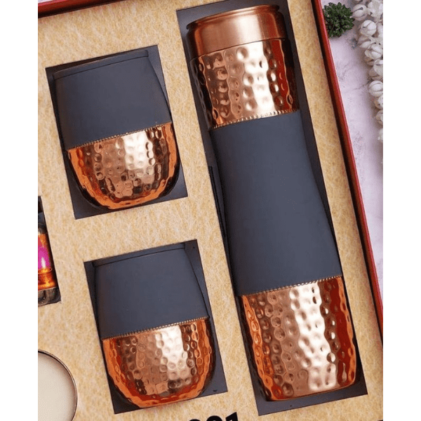 Copper Bottle and Jar Set