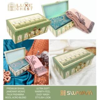 Swayam Set of 2 Shawls for His & Her in a Wooden Box