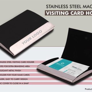Stainless Steel Magnetic Visiting Card holder- Black