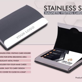 Stainless Steel Magnetic Visiting Card holder- Gray