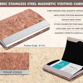 Stainless Steel Magnetic Visiting Card holder in Cork Material
