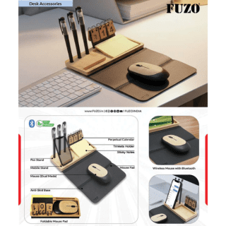 FUZO ECOBUNDLE- Bambo desk set with mouse pad, calendar and utility stands
