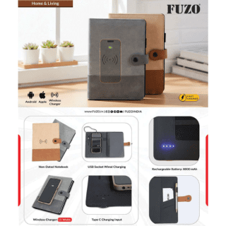 FUZO NIMBLE- 8000mAh Power Bank Notebook with 15watt wireless charger