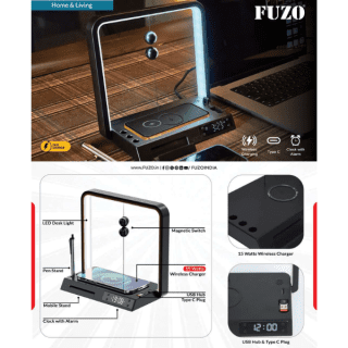 FUZO ALLURE 2.O- Magnetic Lamp with Charger, Clock and Stand